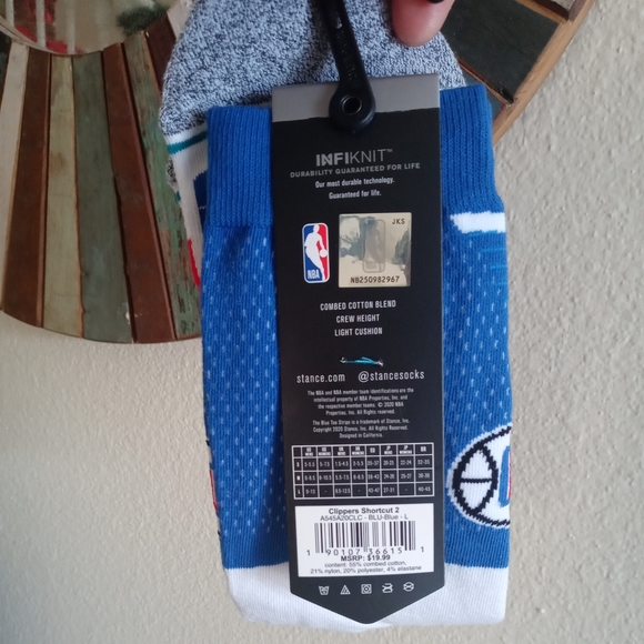 Stance Los Angeles Clippers Shortcut 2 Crew Socks | L (Men 9-13 / Women 11-14)B - Picture 3 of 3